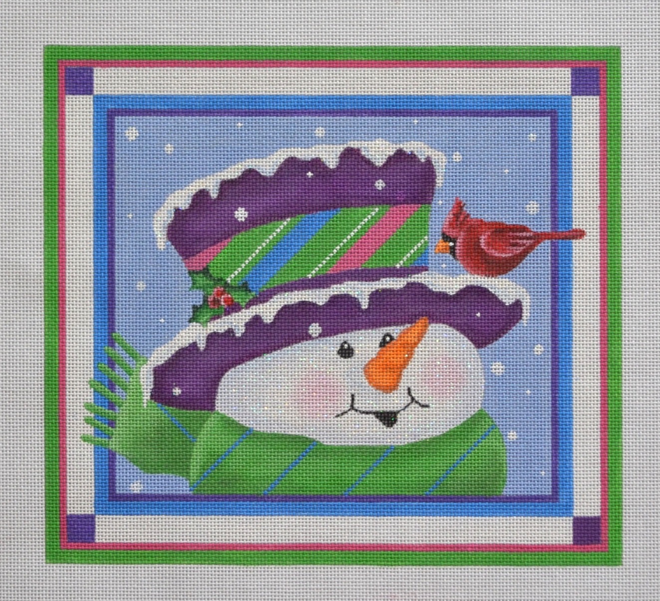 Snowmen Needlepoint Designs, Needlepoint Canvases Snowmen with Hats and Scarves Whimsical